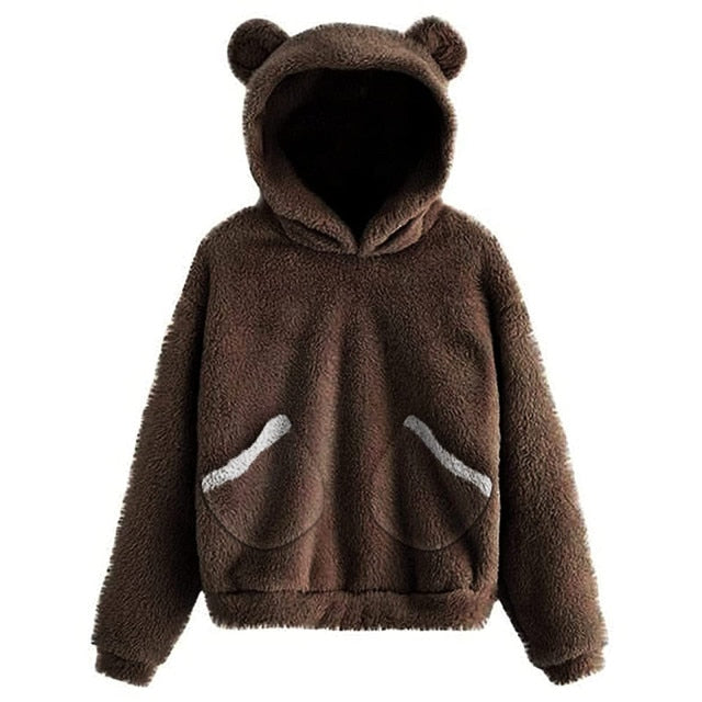 Cute Bear Warm Pullover Fluffy hoodie
