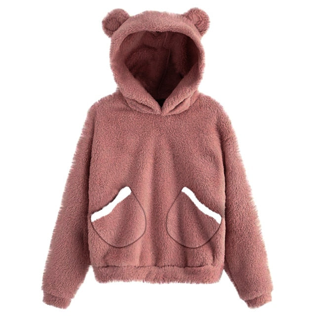 Cute Bear Warm Pullover Fluffy hoodie