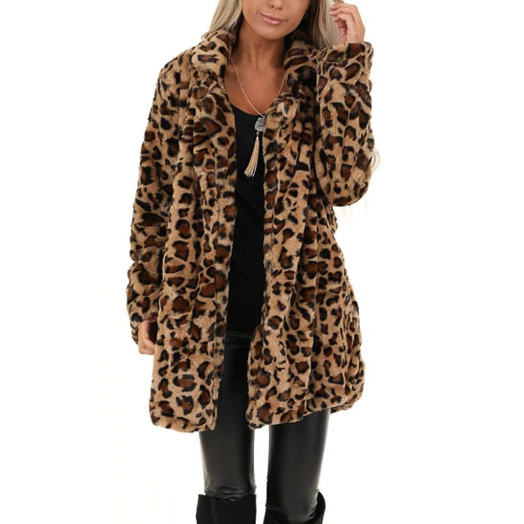 Warm Winter Leopard Faux Fur Jacket - Fashion Damsel