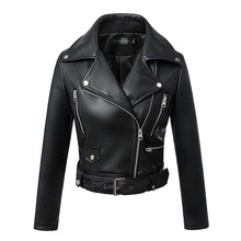 Cargar imagen en el visor de la galería, Black Faux Leather Zipper Jackets - Fashion Damsel
