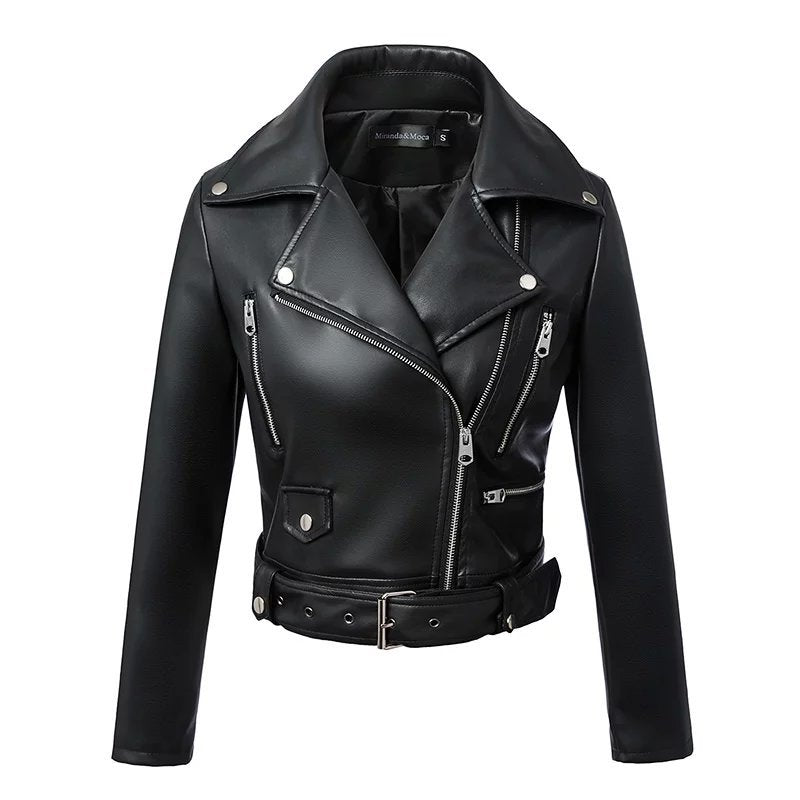 Black Faux Leather Zipper Jackets - Fashion Damsel