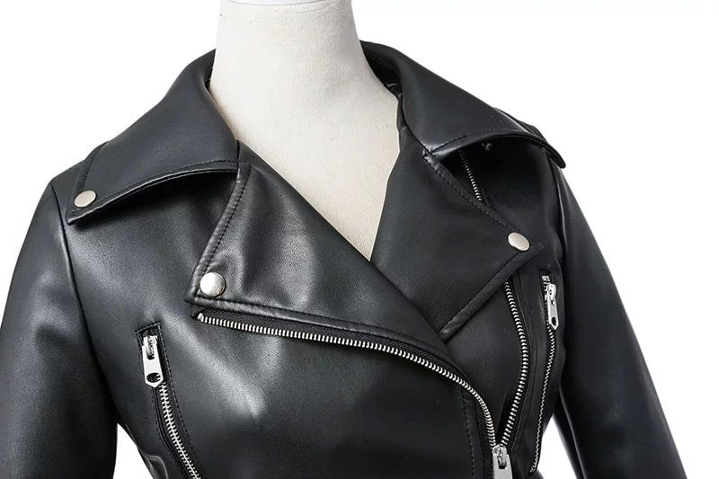 Black Faux Leather Zipper Jackets - Fashion Damsel