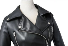 Cargar imagen en el visor de la galería, Black Faux Leather Zipper Jackets - Fashion Damsel
