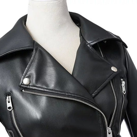 Black Faux Leather Zipper Jackets - Fashion Damsel