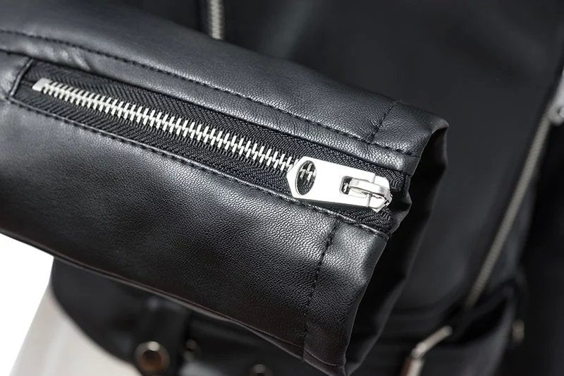 Black Faux Leather Zipper Jackets - Fashion Damsel