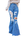 Bell Bottomed Women's Ripped High Waist Jeans