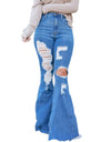 Bell Bottomed Women's Ripped High Waist Jeans