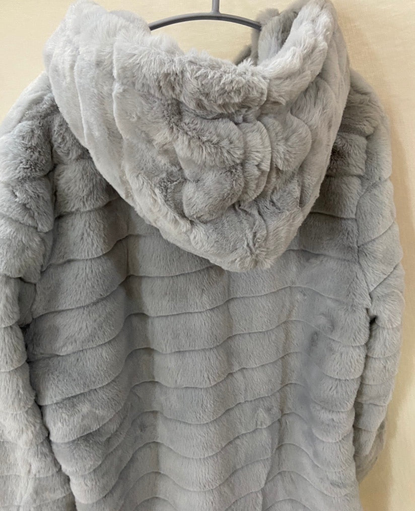 Long Sleeve Fleece Long Jacket W/Hood - Fashion Damsel