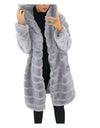 Long Sleeve Fleece Long Jacket W/Hood - Fashion Damsel