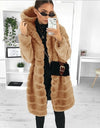 Long Sleeve Fleece Long Jacket W/Hood - Fashion Damsel
