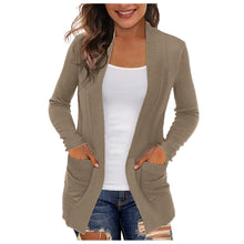 სურათის ჩატვირთვა გალერეის მნახველში, Lightweight Open Front Cardigan Sweater With Pockets - Fashion Damsel
