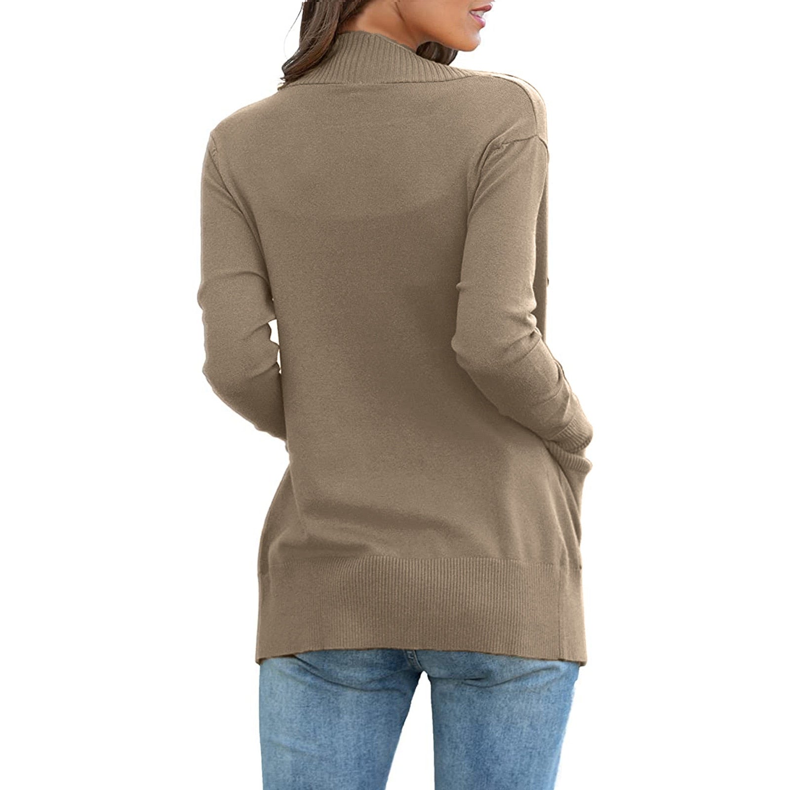 Lightweight Open Front Cardigan Sweater With Pockets - Fashion Damsel