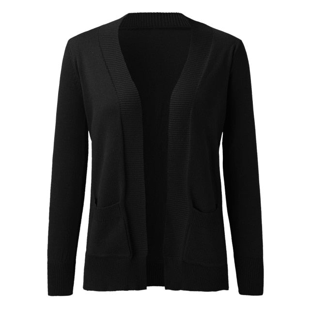 Lightweight Open Front Cardigan Sweater With Pockets - Fashion Damsel