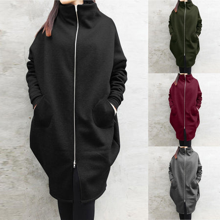 Loose Long Sleeve Zipper Hooded Oversized Windbreaker - Fashion Damsel