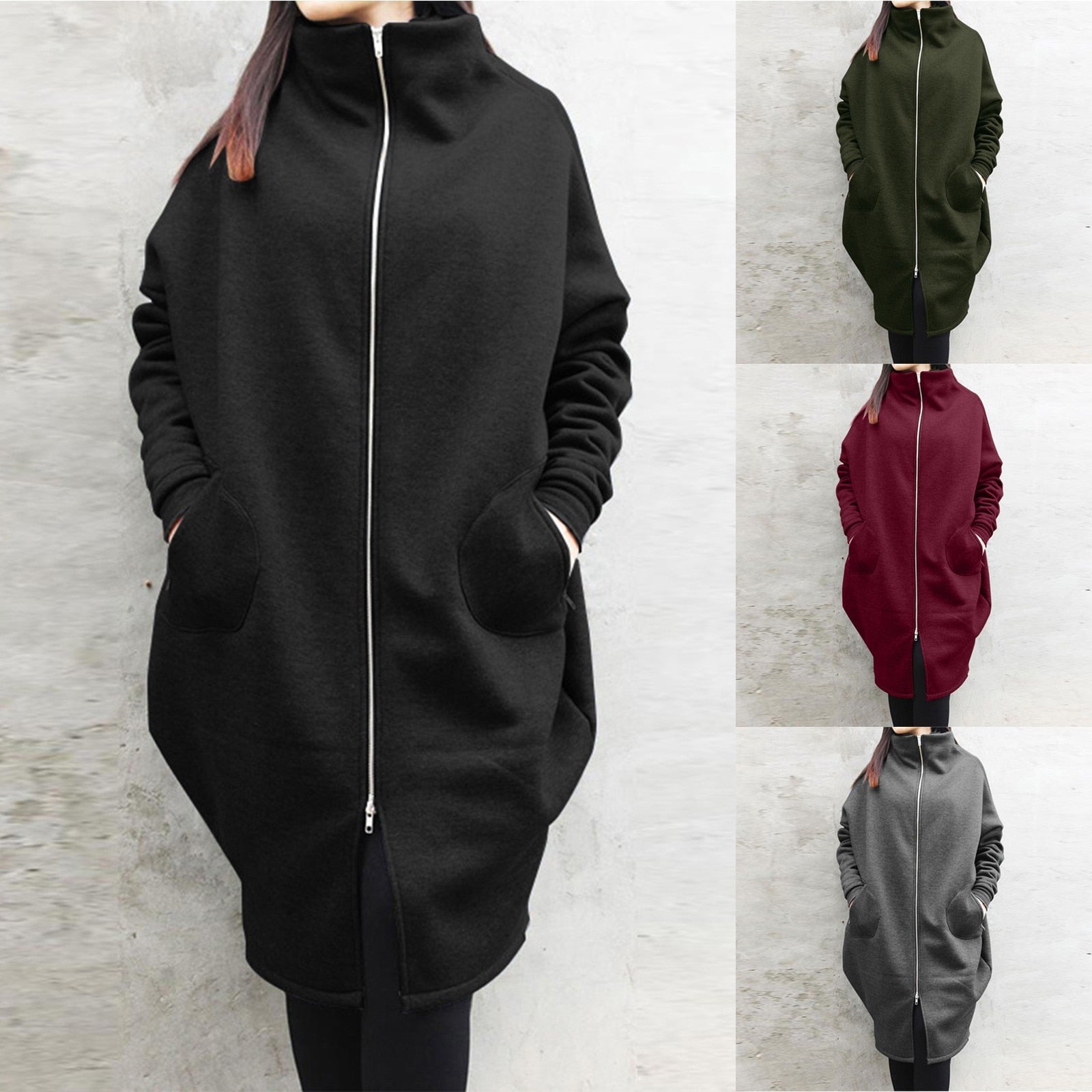Loose Long Sleeve Zipper Hooded Oversized Windbreaker - Fashion Damsel