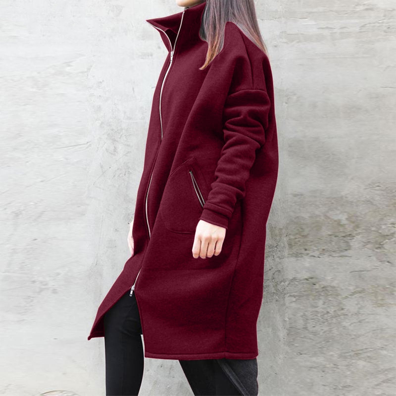 Loose Long Sleeve Zipper Hooded Oversized Windbreaker - Fashion Damsel