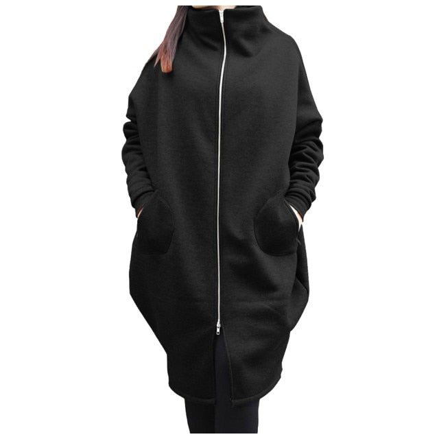Loose Long Sleeve Zipper Hooded Oversized Windbreaker - Fashion Damsel