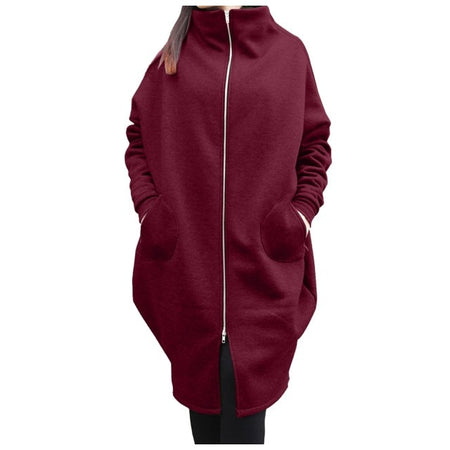 Loose Long Sleeve Zipper Hooded Oversized Windbreaker - Fashion Damsel