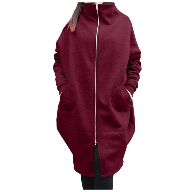 Loose Long Sleeve Zipper Hooded Oversized Windbreaker - Fashion Damsel