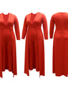 Deep V Neck Jumpsuit Dress for Women - Fashion Damsel