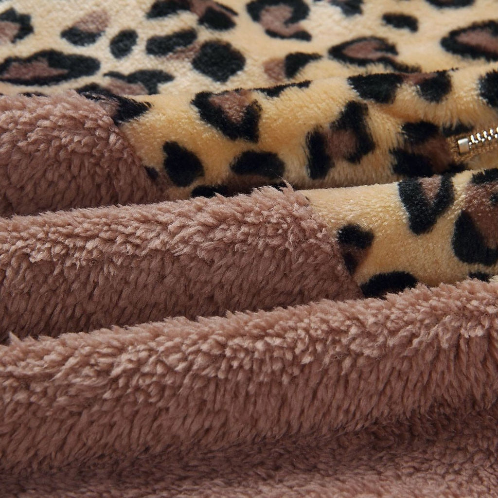 S,M,L,XL,2XL,3XL,4XL Sweatshirt Leopard Print Winter Hoodie - Fashion Damsel