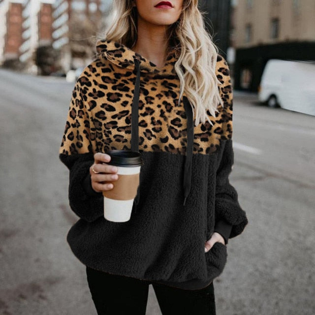 S,M,L,XL,2XL,3XL,4XL Sweatshirt Leopard Print Winter Hoodie - Fashion Damsel