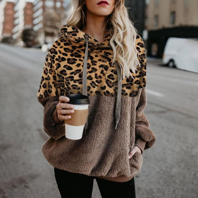 S,M,L,XL,2XL,3XL,4XL Sweatshirt Leopard Print Winter Hoodie - Fashion Damsel