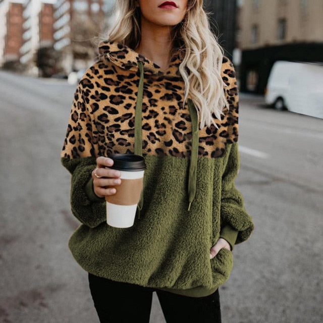 S,M,L,XL,2XL,3XL,4XL Sweatshirt Leopard Print Winter Hoodie - Fashion Damsel