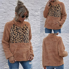 სურათის ჩატვირთვა გალერეის მნახველში, Plush Winter Leopard Print Long Sleeve O-neck Sweatshirt - Fashion Damsel
