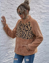 Plush Winter Leopard Print Long Sleeve O-neck Sweatshirt - Fashion Damsel