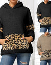 Winter Leisure Leopard Print Pocket Plush Round Neck Pullover - Fashion Damsel