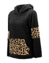 Winter Leisure Leopard Print Pocket Plush Round Neck Pullover - Fashion Damsel