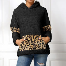 სურათის ჩატვირთვა გალერეის მნახველში, Winter Leisure Leopard Print Pocket Plush Round Neck Pullover - Fashion Damsel
