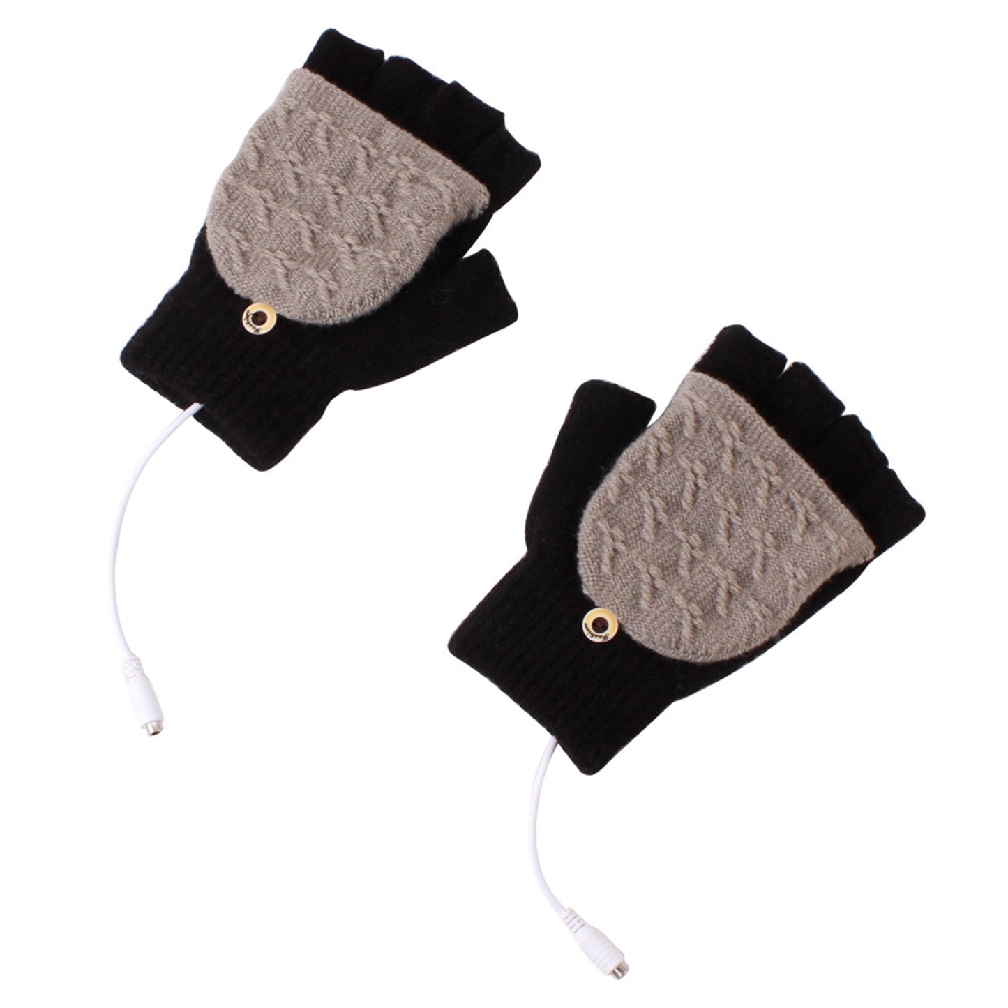 Winter Women's Half Finger Knitted  USB Heated Gloves