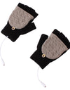 Winter Women's Half Finger Knitted  USB Heated Gloves