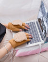 Winter Women's Half Finger Knitted  USB Heated Gloves
