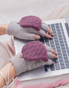 Winter Women's Half Finger Knitted  USB Heated Gloves
