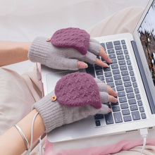 将图片加载到图库查看器，Winter Women&#39;s Half Finger Knitted  USB Heated Gloves
