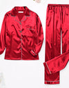Pajamas Silk Satin Sleepwear Long Sleeve Top And Trouser - Fashion Damsel