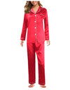 Pajamas Silk Satin Sleepwear Long Sleeve Top And Trouser - Fashion Damsel