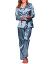 Pajamas Silk Satin Sleepwear Long Sleeve Top And Trouser - Fashion Damsel