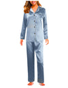 Pajamas Silk Satin Sleepwear Long Sleeve Top And Trouser - Fashion Damsel