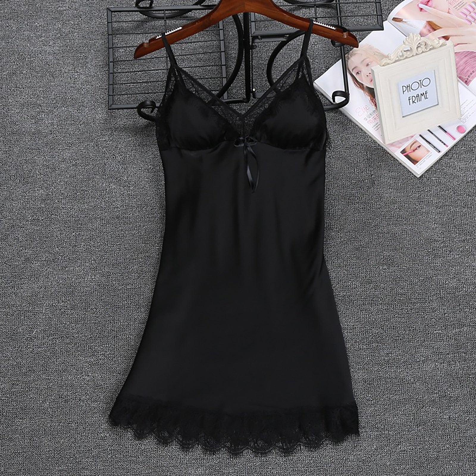 2 Pieces Kimono Bathrobe Nightdress Set With Lace Satin Sleepwear - Fashion Damsel