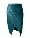 High Waist Faux Leather Pleated Skirt - Fashion Damsel