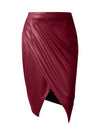 High Waist Faux Leather Pleated Skirt - Fashion Damsel