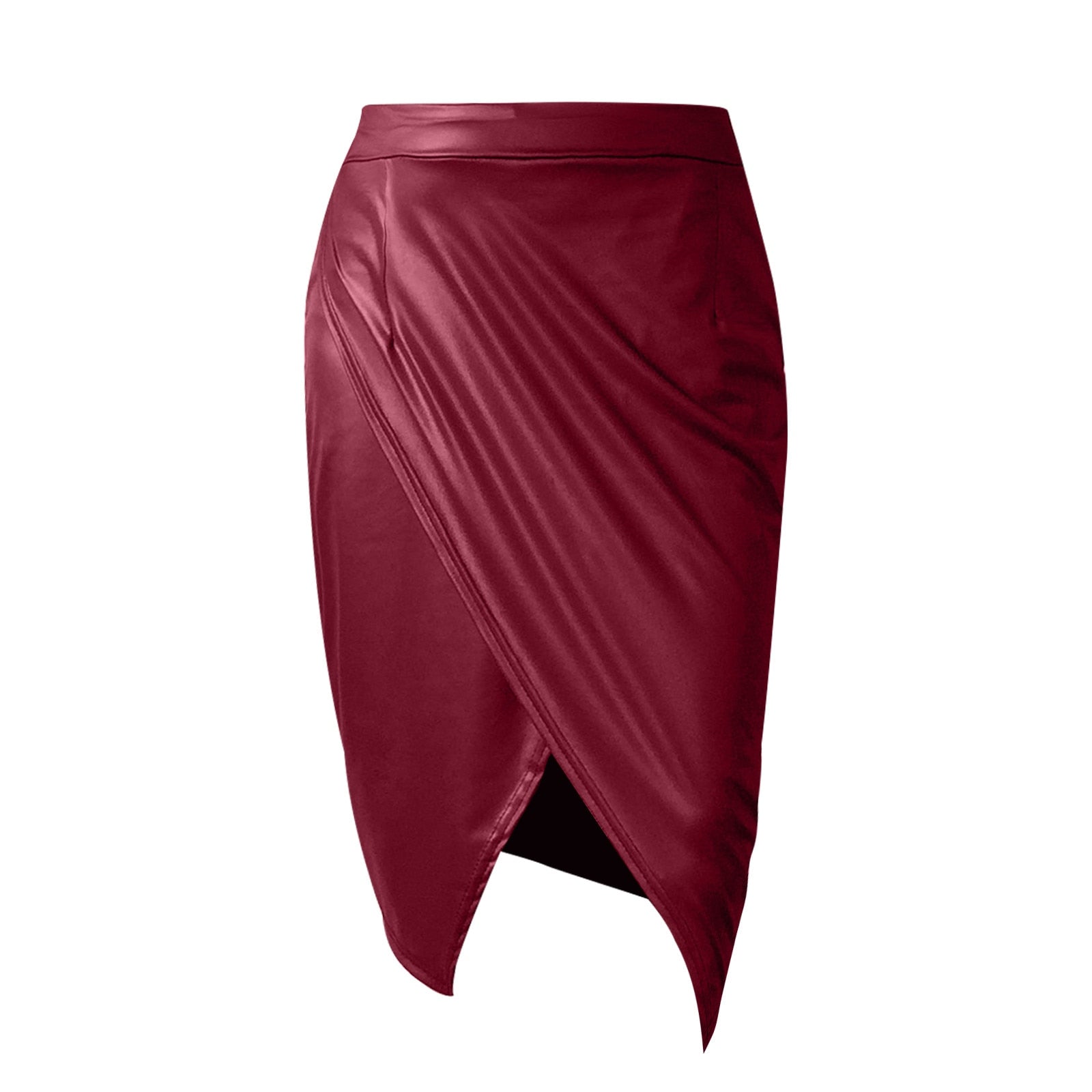 High Waist Faux Leather Pleated Skirt - Fashion Damsel