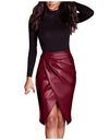 High Waist Faux Leather Pleated Skirt - Fashion Damsel