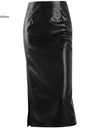 Autumn High waist long leather skirt - Fashion Damsel