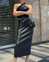 Autumn High waist long leather skirt - Fashion Damsel