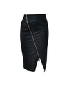 High Waist Zip-Up Maxi Leather Black Skirt With Split - Fashion Damsel